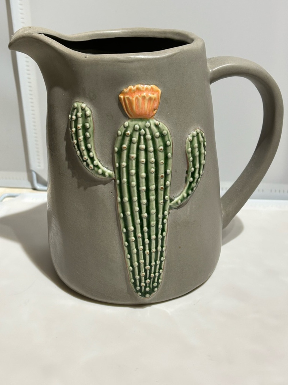 Gray Ceramic Cactus Pitcher Pottery